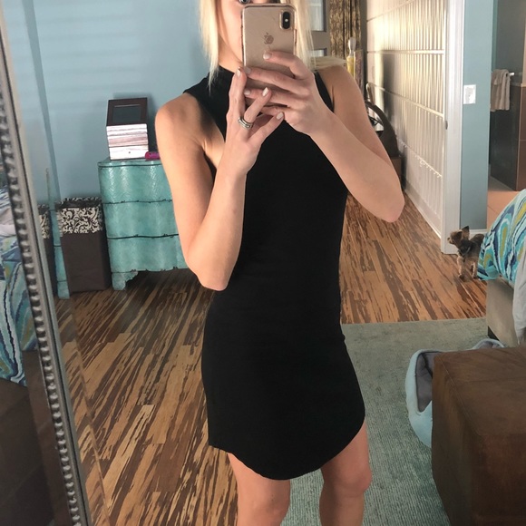 Black mock neck ribbed dress - Picture 5 of 8